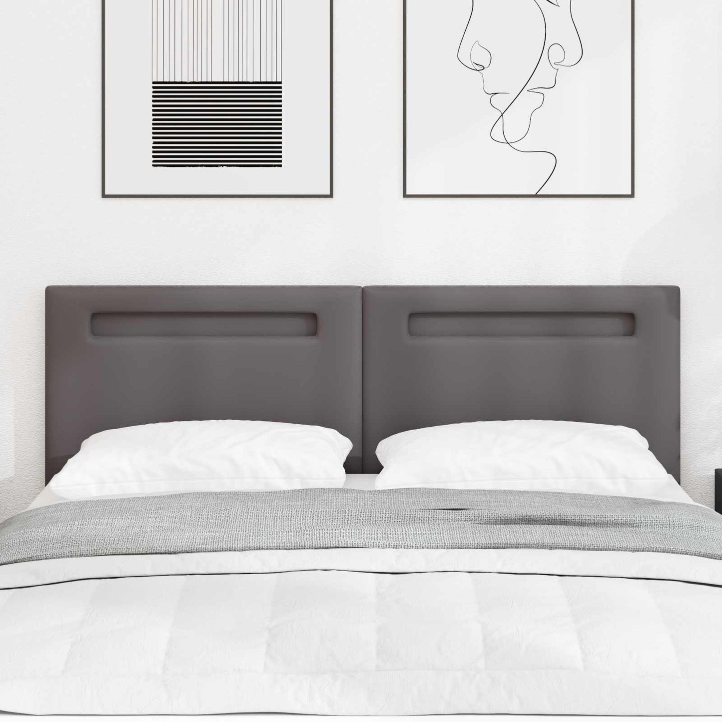 vidaXL LED Kopfteil Grau 160 cm Kunstleder