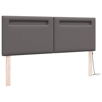 vidaXL LED Kopfteil Grau 160 cm Kunstleder