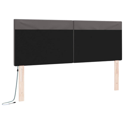 vidaXL LED Kopfteil Grau 160 cm Kunstleder