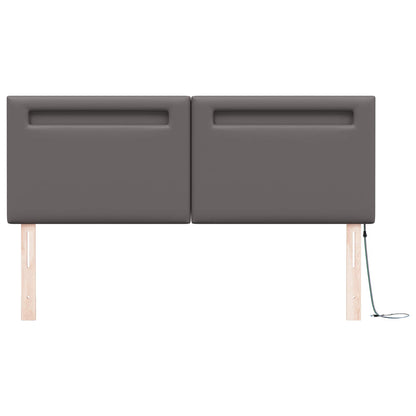 vidaXL LED Kopfteil Grau 160 cm Kunstleder