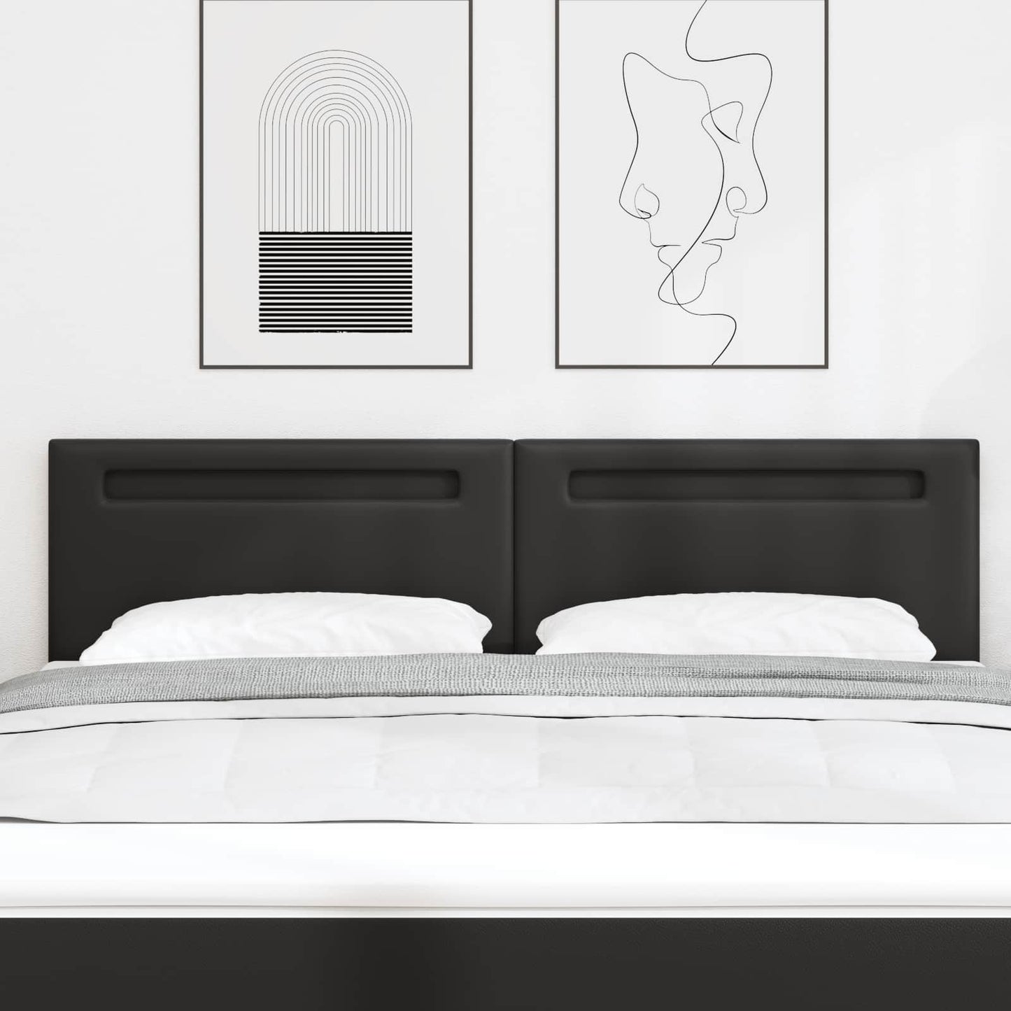 vidaXL LED Kopfteil Schwarz 180 cm Kunstleder