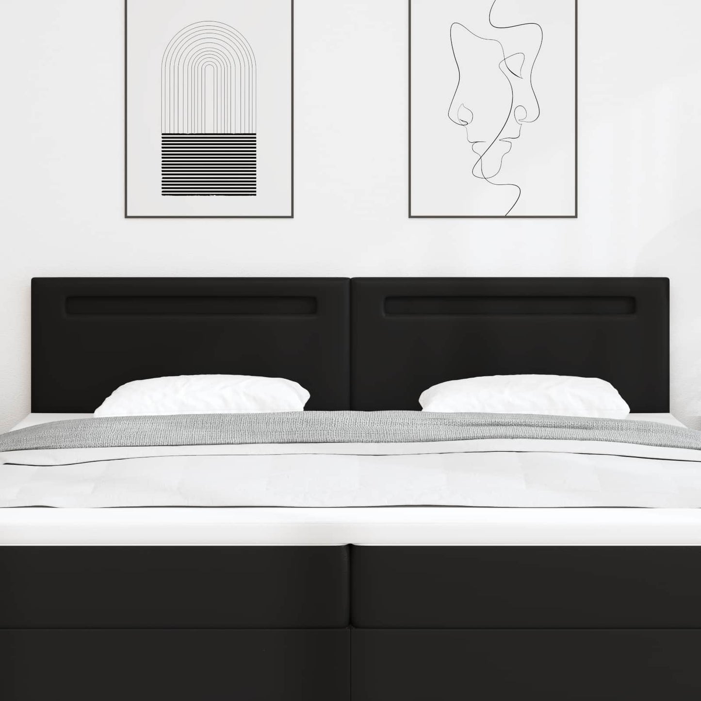 vidaXL LED Kopfteil Schwarz 200 cm Kunstleder