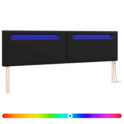 vidaXL LED Kopfteil Schwarz 200 cm Kunstleder