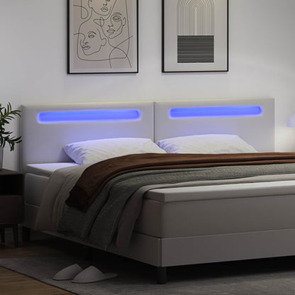 vidaXL LED Kopfteil Weiß 200 cm Kunstleder