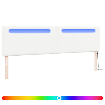 vidaXL LED Kopfteil Weiß 200 cm Kunstleder