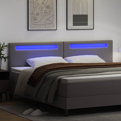 vidaXL LED Kopfteil Grau 200 cm Kunstleder