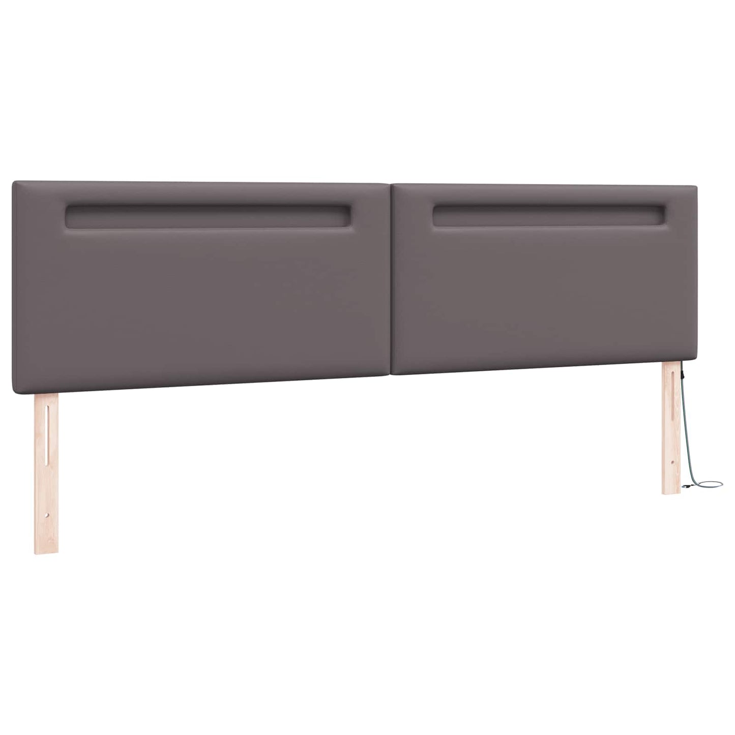 vidaXL LED Kopfteil Grau 200 cm Kunstleder