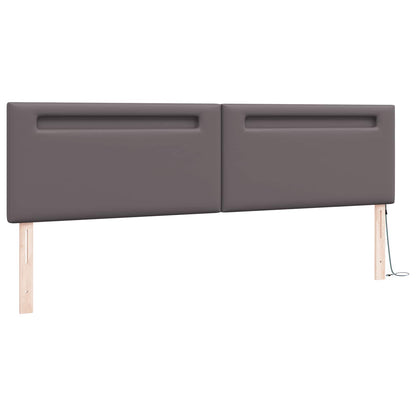 vidaXL LED Kopfteil Grau 200 cm Kunstleder