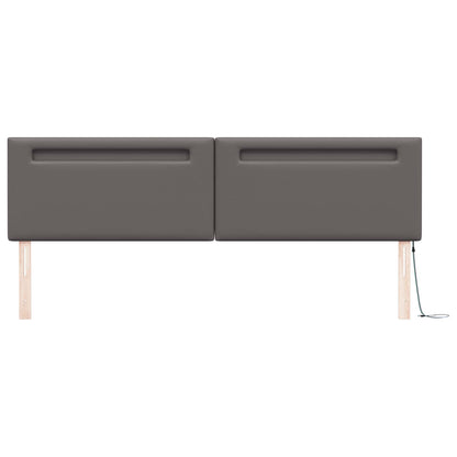 vidaXL LED Kopfteil Grau 200 cm Kunstleder