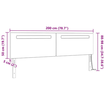 vidaXL LED Kopfteil Grau 200 cm Kunstleder