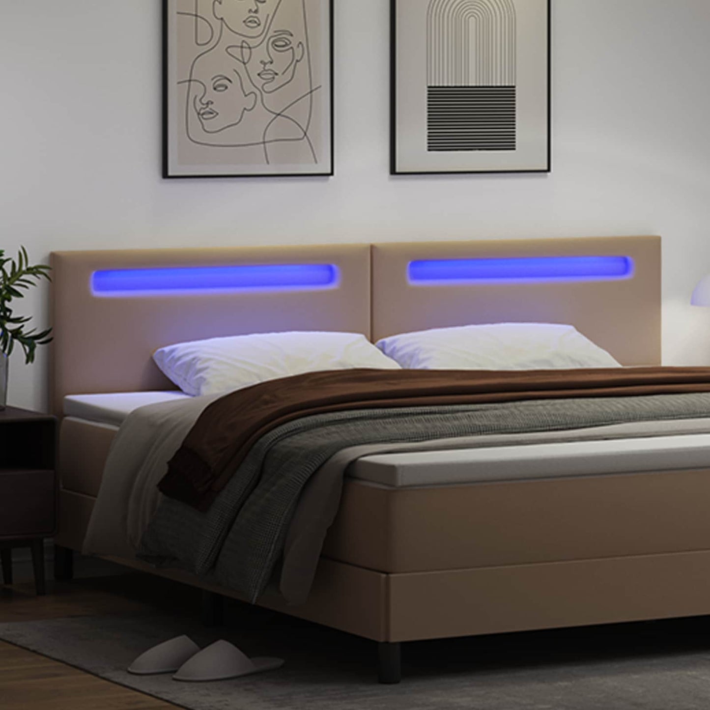 LED Kopfteil Cappuccino 200 cm Kunstleder