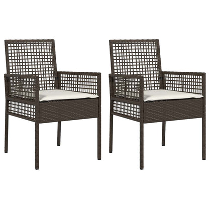 Gartenstuhl mit Kissen 2 pcs Braun 55 x 53 x 85 cm Poly-Rattan