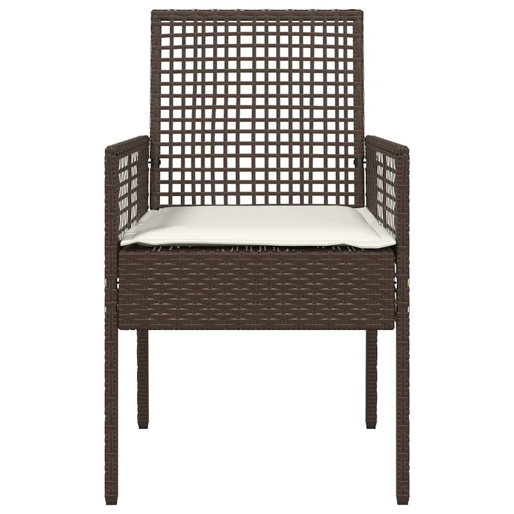 Gartenstuhl mit Kissen 2 pcs Braun 55 x 53 x 85 cm Poly-Rattan