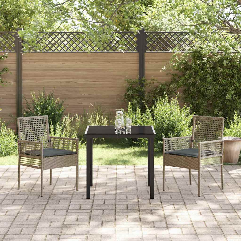 Gartenstuhl mit Kissen 2 pcs Grau 55 x 53 x 85 cm Poly-Rattan