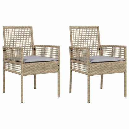 vidaXL Chaises de jardin avec coussins 2 pcs Beige 55 x 53 x 85 cm Résine tressée