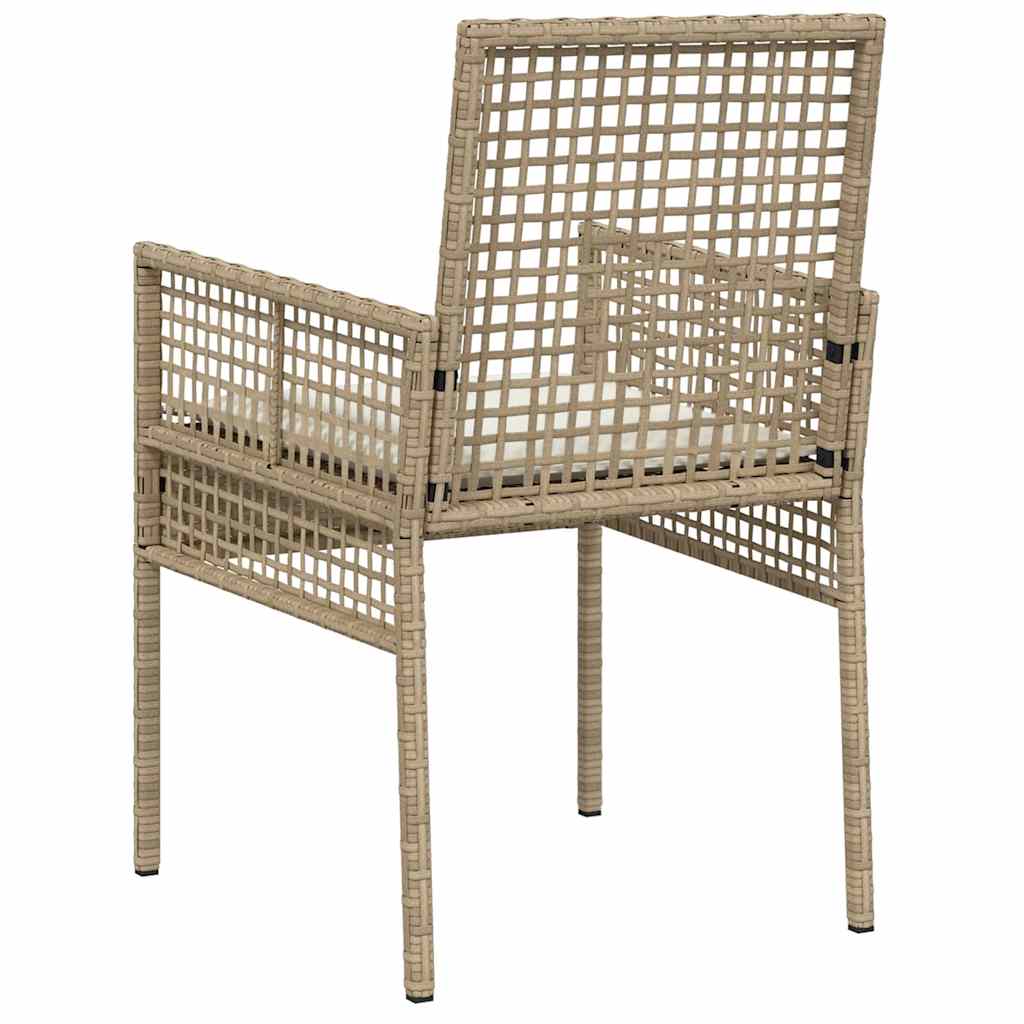 Gartenstuhl mit Kissen 2 pcs Beige 55 x 53 x 85 cm Poly-Rattan