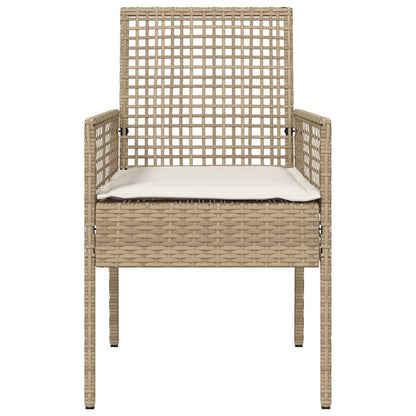 Gartenstuhl mit Kissen 2 pcs Beige 55 x 53 x 85 cm Poly-Rattan