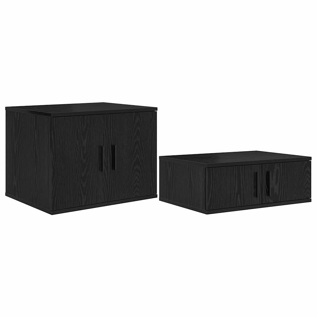 vidaXL Aufbewahrungsschrank 2 pcs Schwarz Eichen-Optik