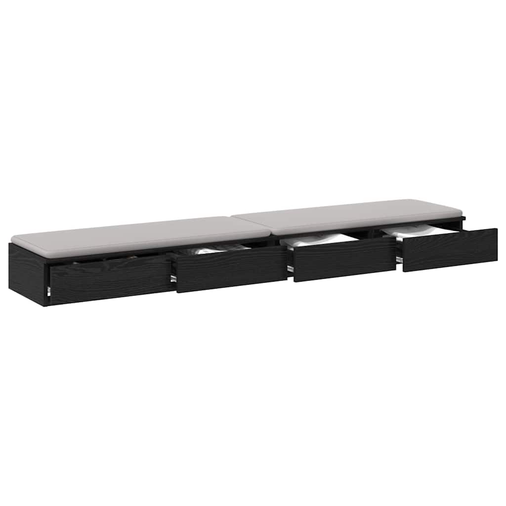 vidaXL Bettschubladen Schwarz Eichen-Optik 200 x 36,5 x 16,5 cm
