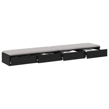 vidaXL Bettschubladen Schwarz Eichen-Optik 200 x 36,5 x 16,5 cm