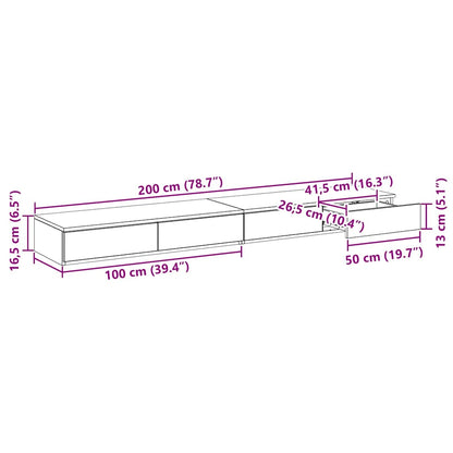 vidaXL Bettschubladen Graues Sonoma 200 x 36,5 x 16,5 cm Holzwerkstoff