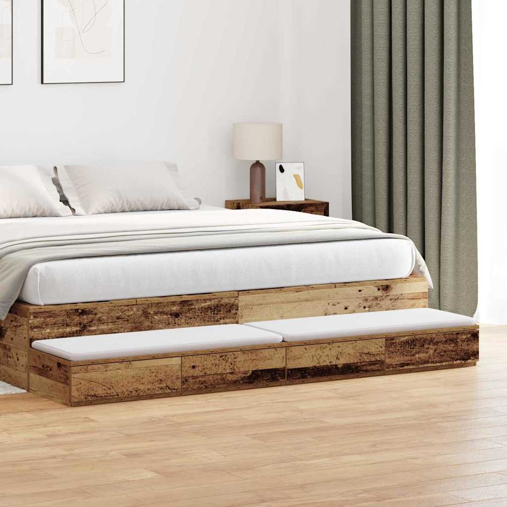 vidaXL Bettschubladen Altholz 200 x 36,5 x 16,5 cm Holzwerkstoff