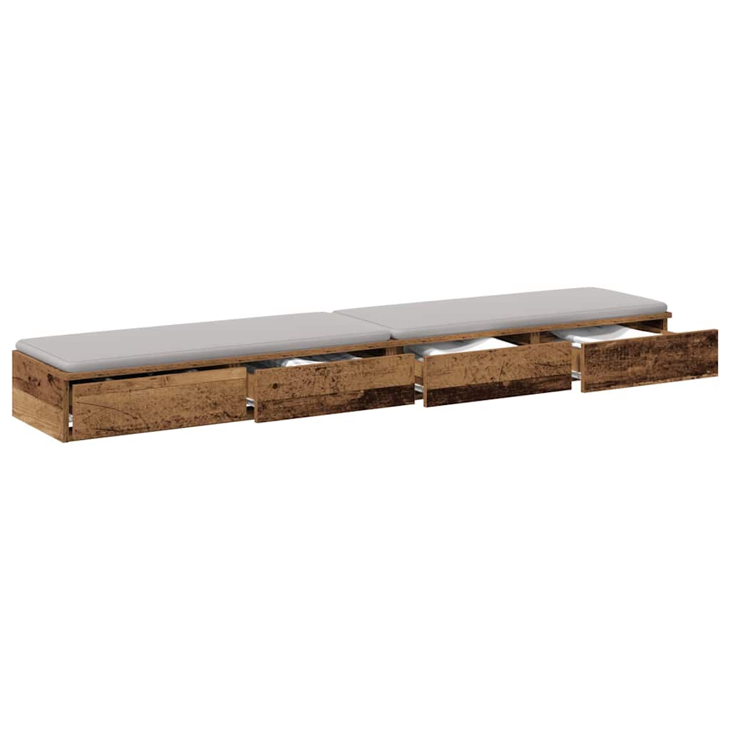vidaXL Bettschubladen Altholz 200 x 36,5 x 16,5 cm Holzwerkstoff