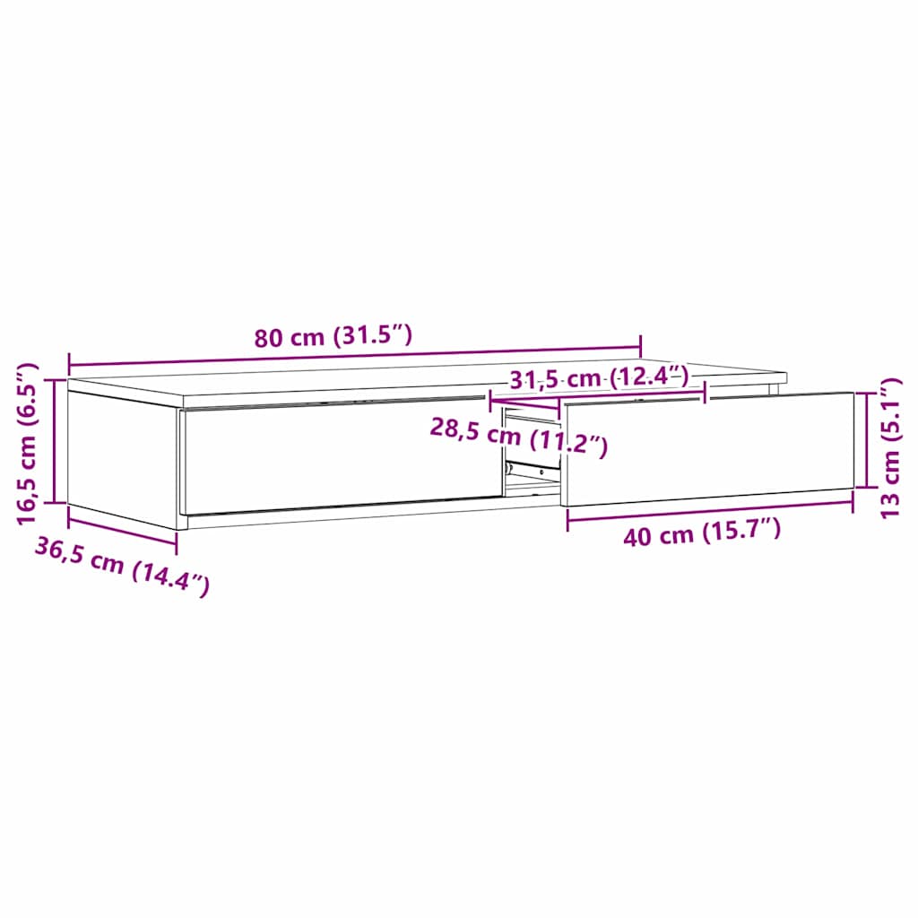 vidaXL Bettschubladen Geräucherte Eiche 80 x 36,5 x 16,5 cm