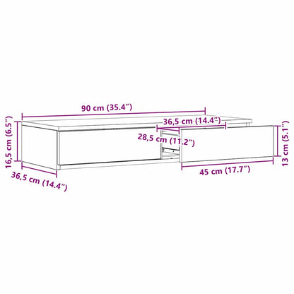 vidaXL Tiroirs de lit chêne fumé 90 x 36,5 x 16,5 cm