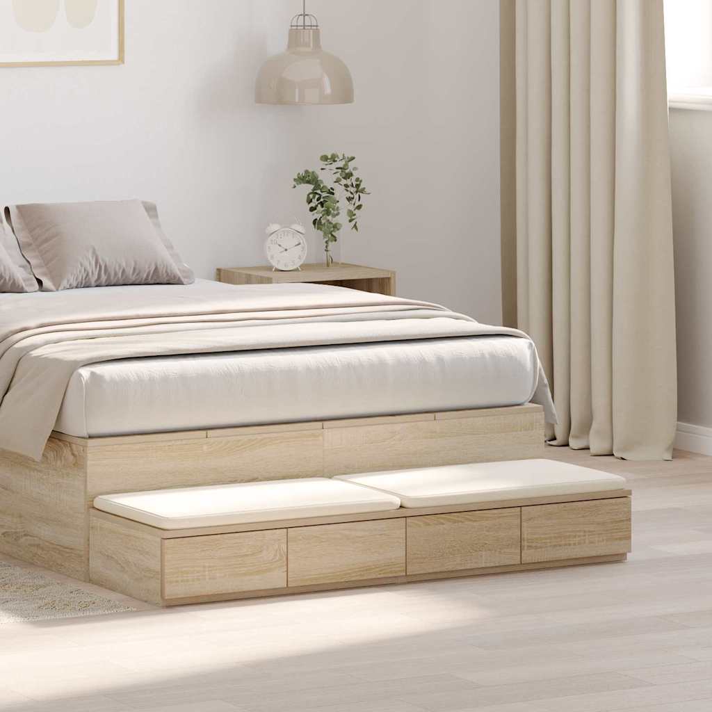 vidaXL Bettschubladen Sonoma-Eiche 120 x 36,5 x 16,5 cm Holzwerkstoff