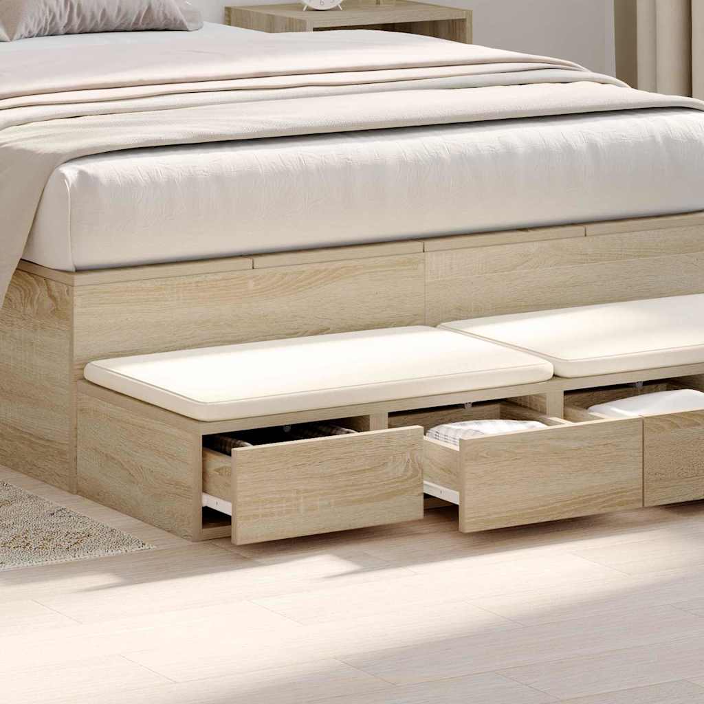 vidaXL Bettschubladen Sonoma-Eiche 120 x 36,5 x 16,5 cm Holzwerkstoff