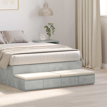 vidaXL Bettschubladen Beton Grau 120 x 36,5 x 16,5 cm Holzwerkstoff