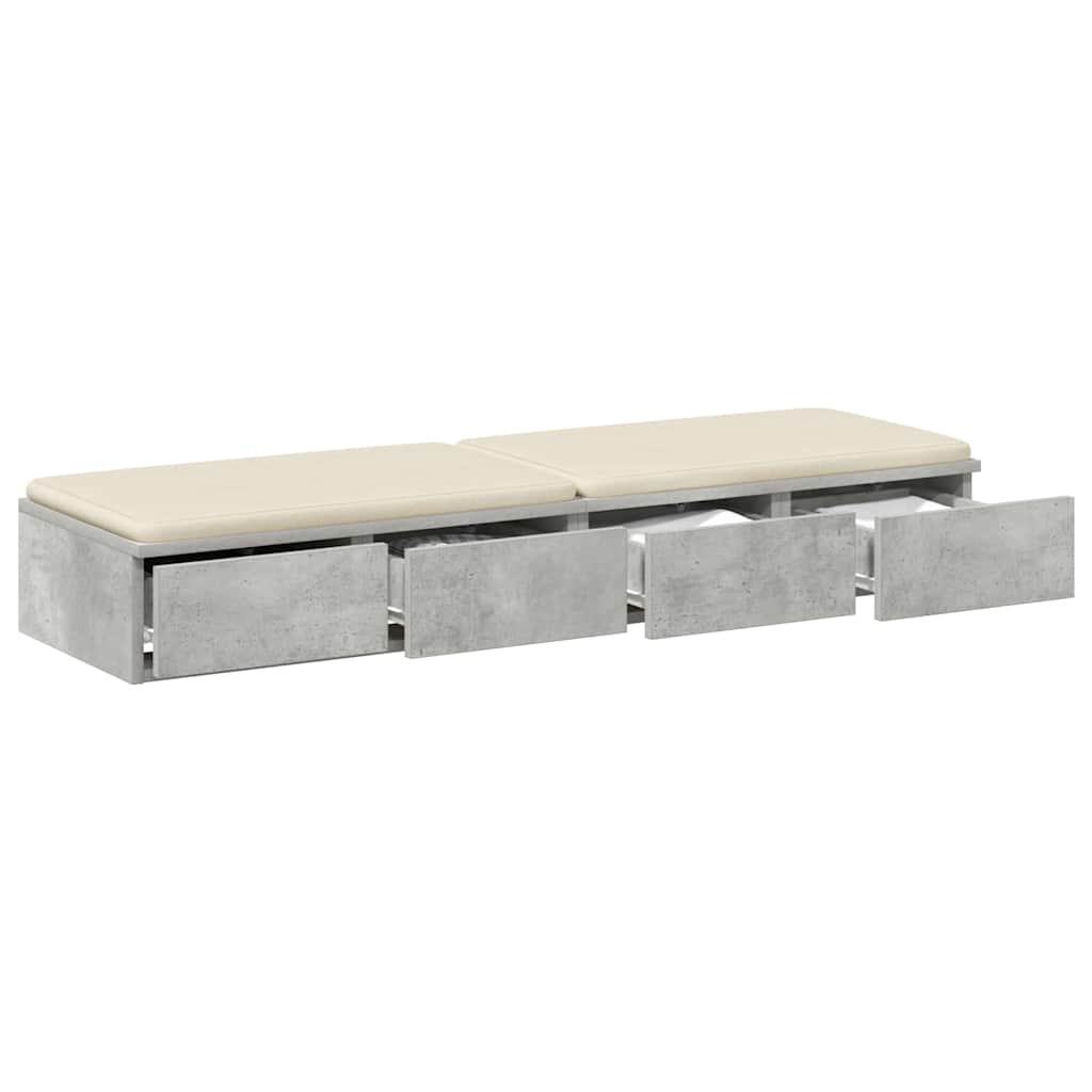 vidaXL Bettschubladen Beton Grau 120 x 36,5 x 16,5 cm Holzwerkstoff