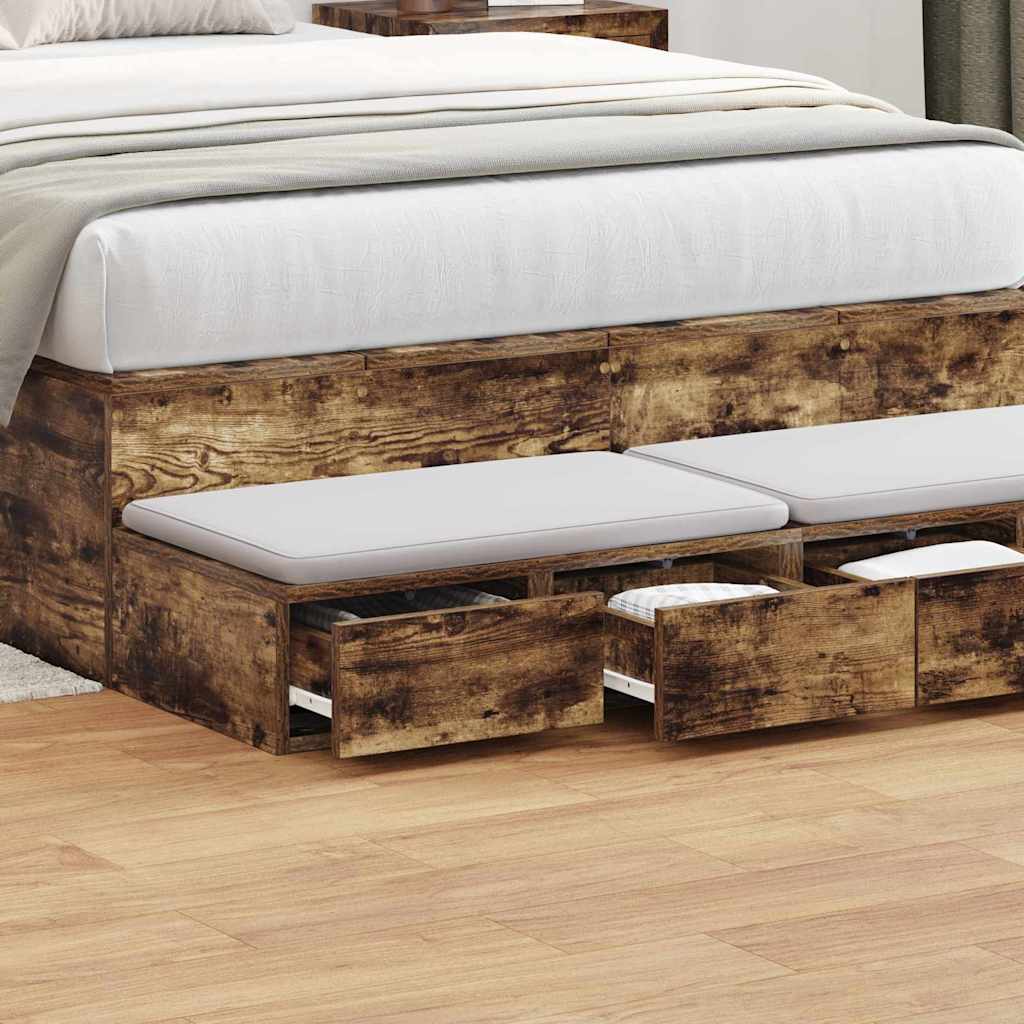 vidaXL Tiroirs de lit Chêne fumé 120 x 36,5 x 16,5 cm