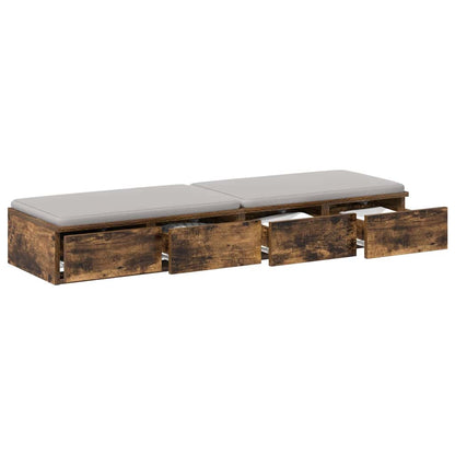 vidaXL Tiroirs de lit Chêne fumé 120 x 36,5 x 16,5 cm