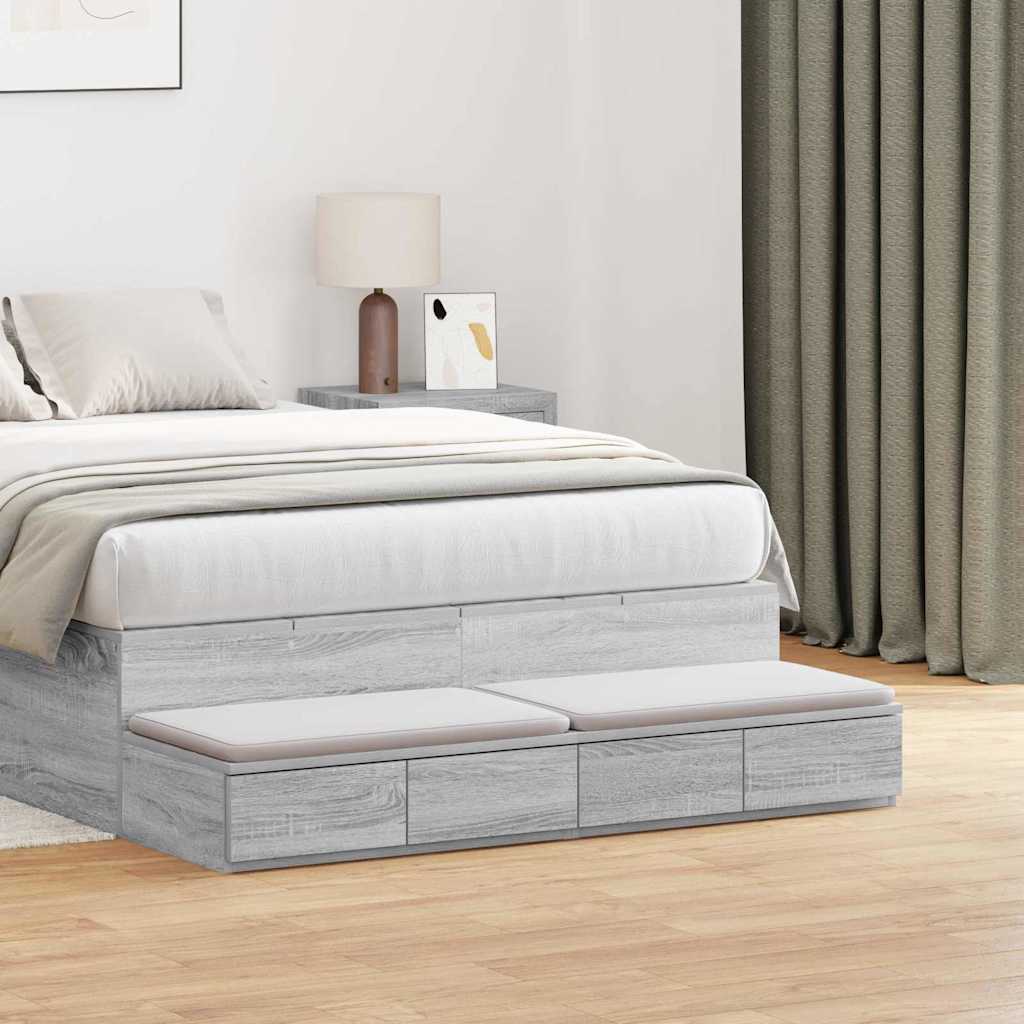 vidaXL Bettschubladen Graues Sonoma 120 x 36,5 x 16,5 cm Holzwerkstoff