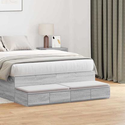 vidaXL Bettschubladen Graues Sonoma 120 x 36,5 x 16,5 cm Holzwerkstoff