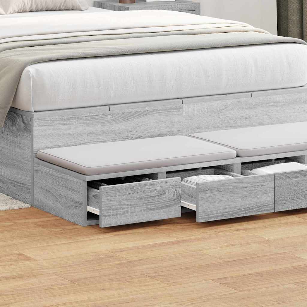 vidaXL Bettschubladen Graues Sonoma 120 x 36,5 x 16,5 cm Holzwerkstoff