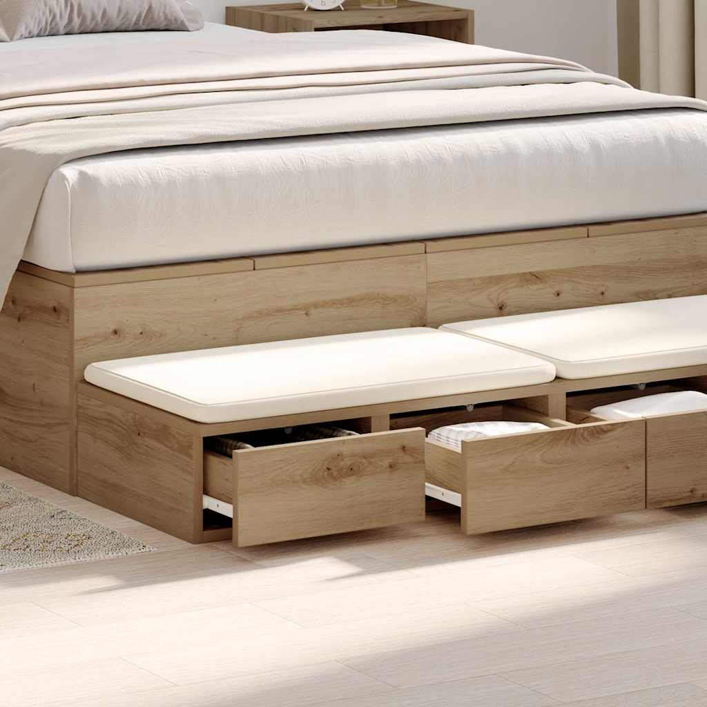 vidaXL Bettschubladen Artisan-Eiche 120 x 36,5 x 16,5 cm Holzwerkstoff