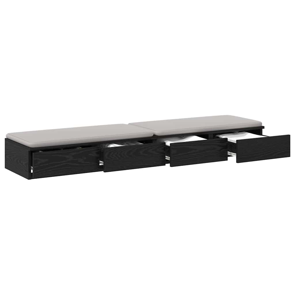 vidaXL Bettschubladen Schwarz Eichen-Optik 140 x 36,5 x 16,5 cm
