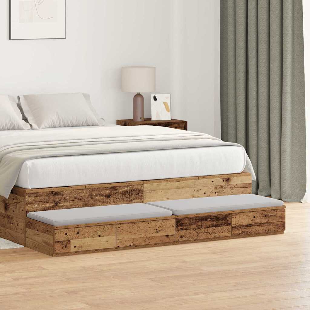 vidaXL Bettschubladen Altholz 140 x 36,5 x 16,5 cm Holzwerkstoff