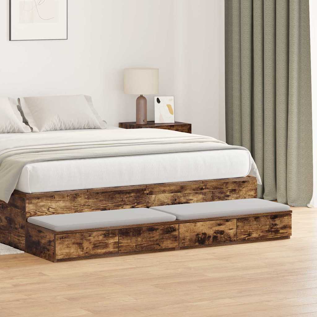 vidaXL Bettschubladen Geräucherte Eiche 150 x 36,5 x 16,5 cm