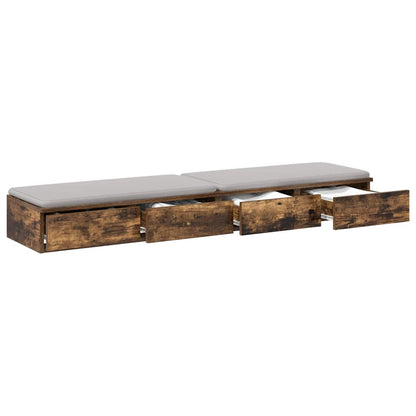 vidaXL Bettschubladen Geräucherte Eiche 150 x 36,5 x 16,5 cm