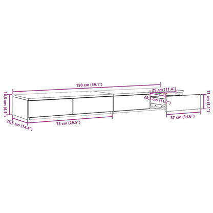 vidaXL Bettschubladen Graues Sonoma 150 x 36,5 x 16,5 cm Holzwerkstoff