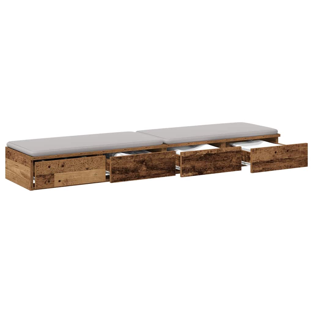 vidaXL Bettschubladen Altholz 150 x 36,5 x 16,5 cm Holzwerkstoff