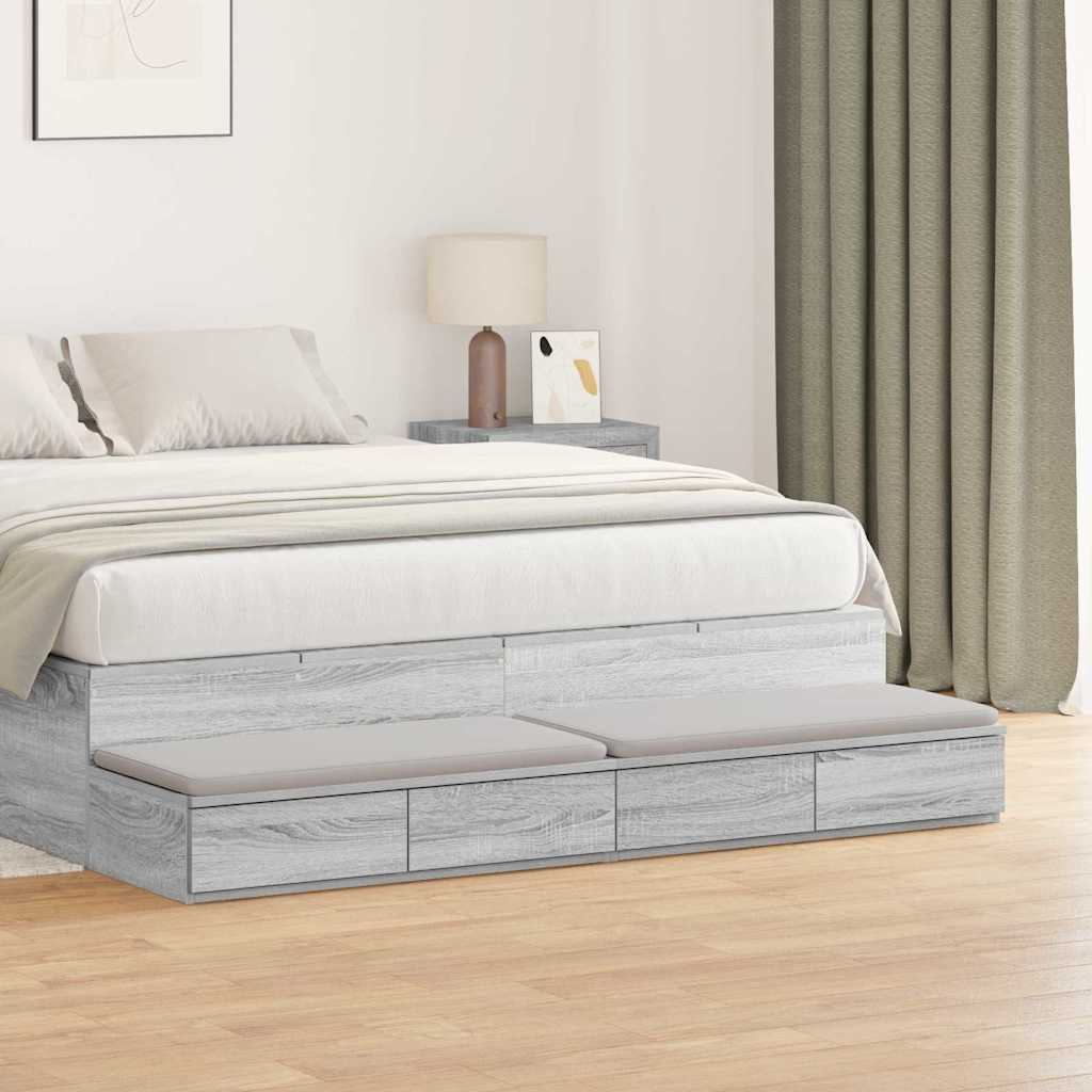 vidaXL Bettschubladen Graues Sonoma 160 x 36,5 x 16,5 cm Holzwerkstoff