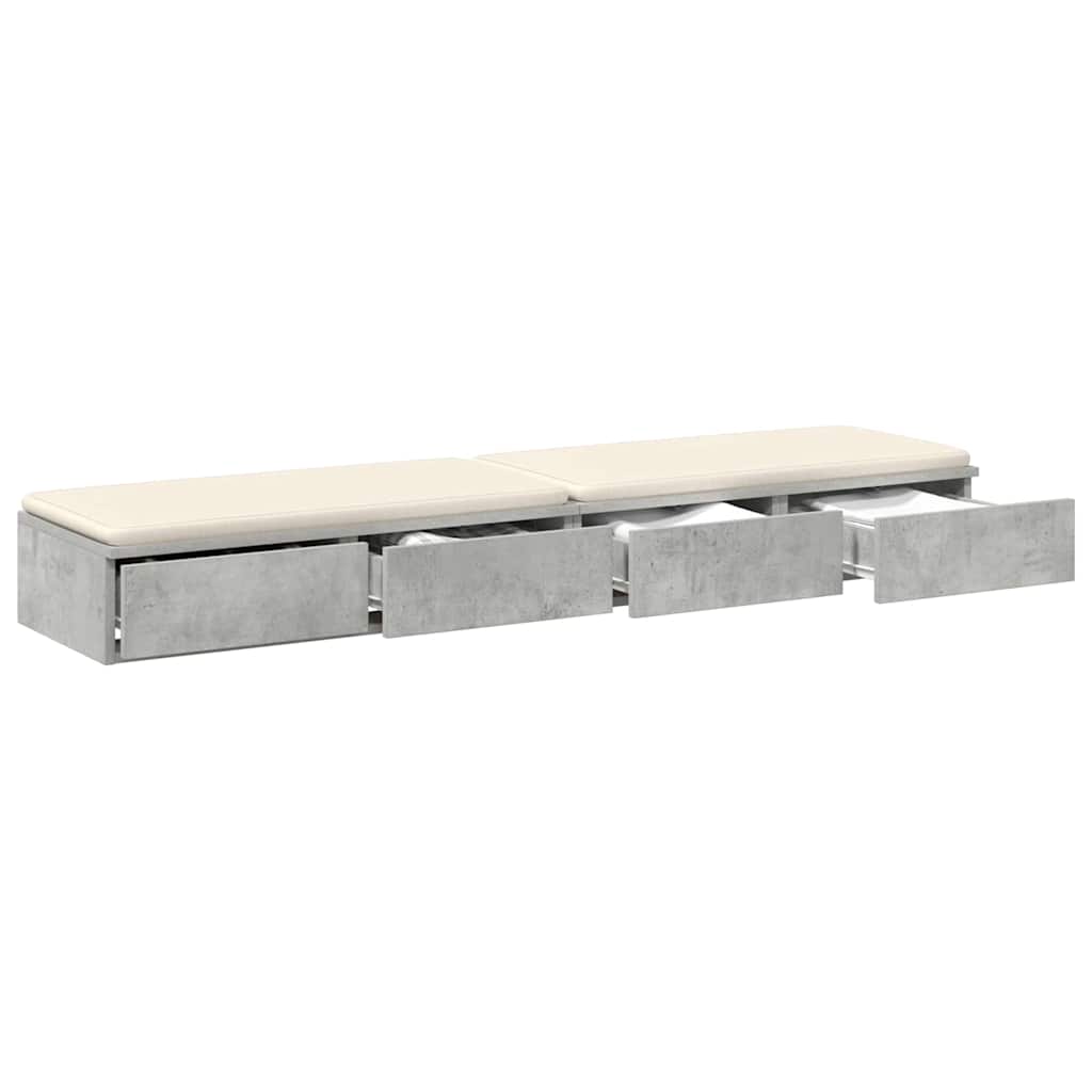 vidaXL Bettschubladen Beton Grau 135 x 36,5 x 16,5 cm Holzwerkstoff