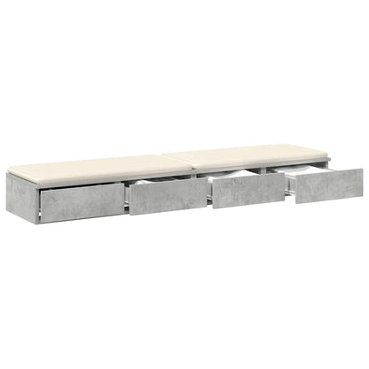 vidaXL Bettschubladen Beton Grau 135 x 36,5 x 16,5 cm Holzwerkstoff