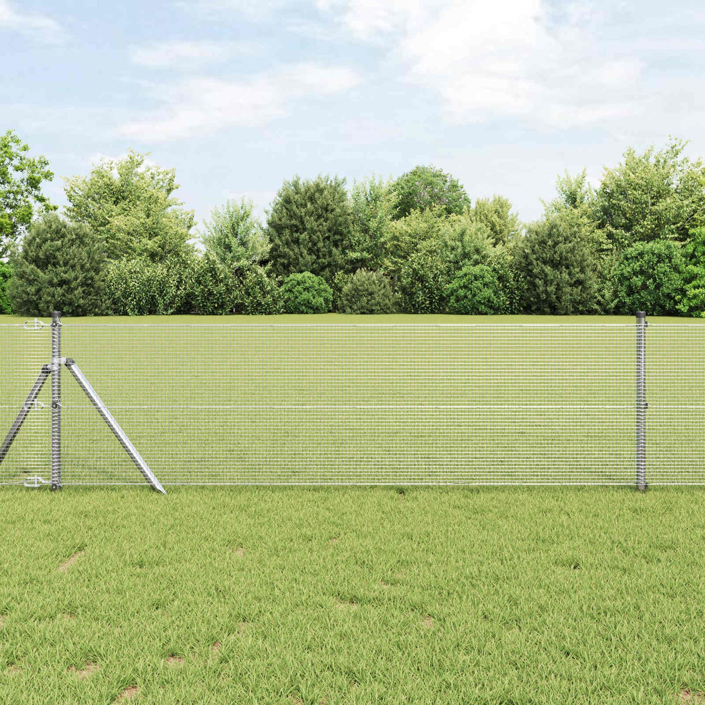 vidaXL Geschweißter Drahtzaun Silber 0,4 x 25 m