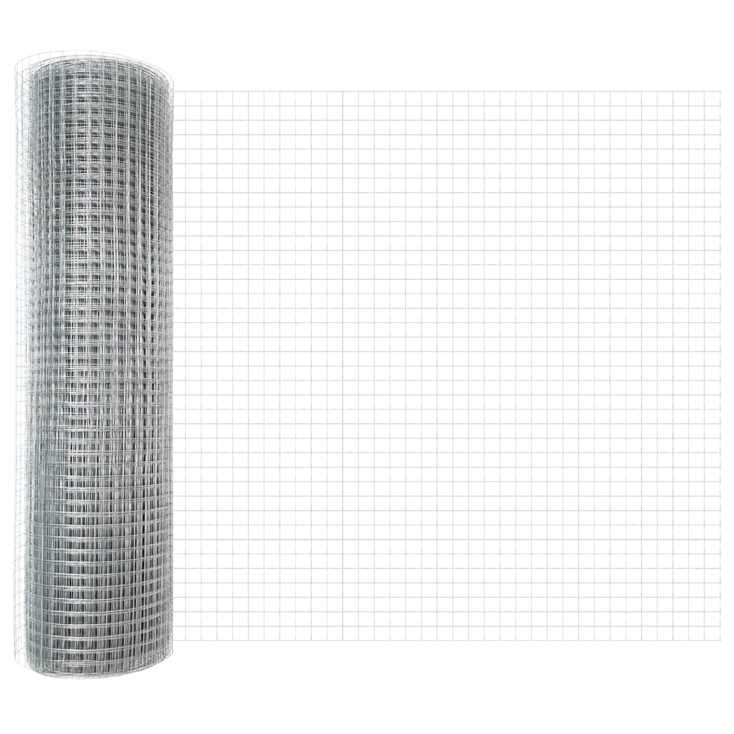 vidaXL Geschweißter Drahtzaun Silber 0,8 x 25 m